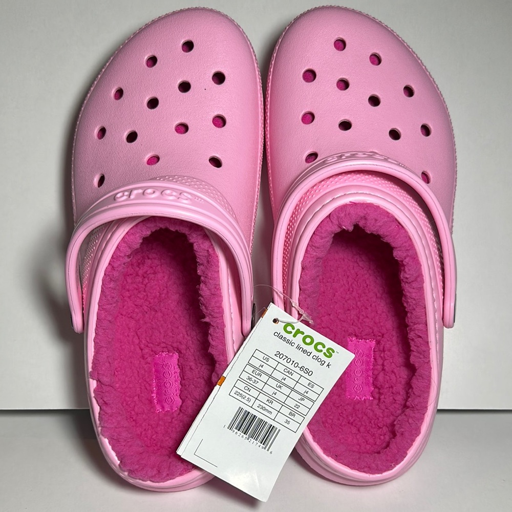 Crocs Kids Classic Lined Clog - Pink Size J4